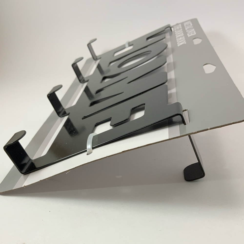 Over The Door Hook Rack 4 Hooks Black Matte Finish Metal “HOME” - Picture 5 of 13